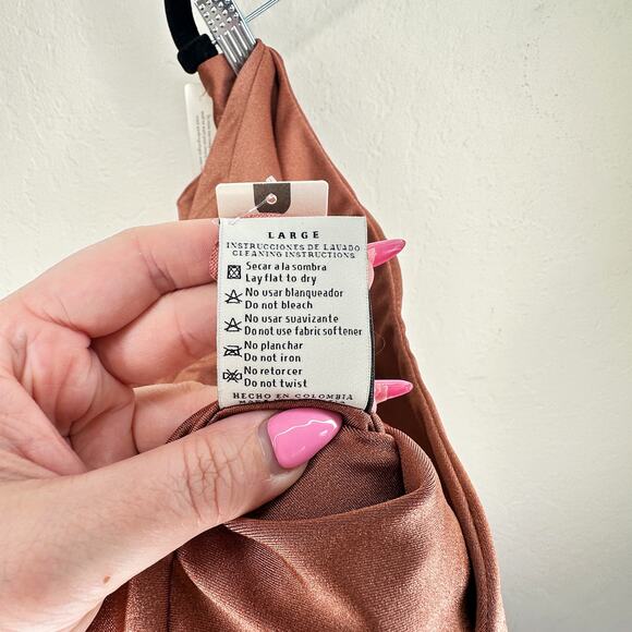 NWT Anthropologie Eugenia Fernandez Strapless Draped Mini Dress Bronze Large - Picture 14 of 15